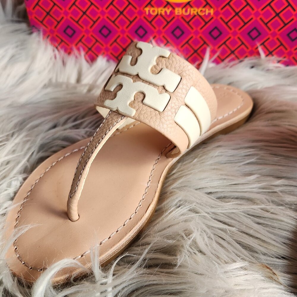 🧡 Tory Burch Sandals size 5 Leigh sandals tumble light cream🧡
